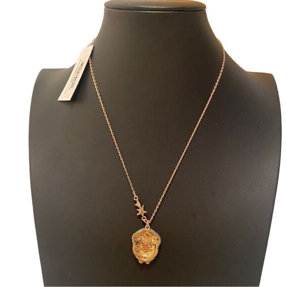 Betsey Johnson Sparkly Blue Crystal & Gold Toned Owl Pendant. - Picture 6 of 7